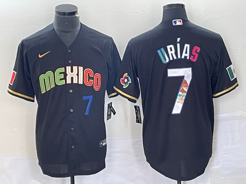 Men 2023 World Cub Mexico #7 Urias Black Nike MLB Jersey style 9181